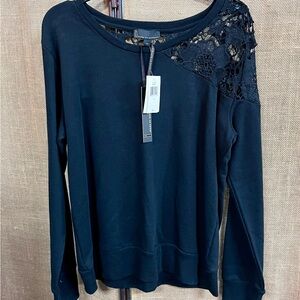 Jeans by Buffalo Black Lace Detail Sweatshirt SzL NEW